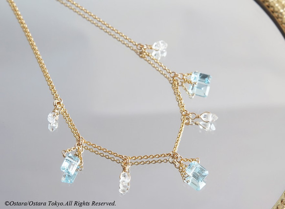 【14KGF Choker Necklace】-Gemstone,Dream Crystal, NY Herkimerd 3枚目の画像