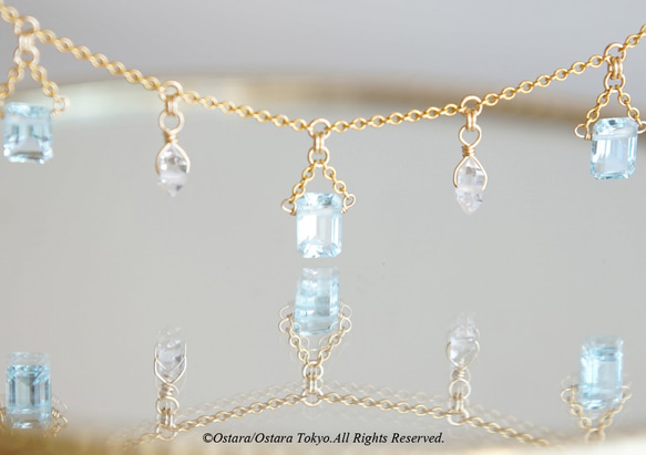 【14KGF Choker Necklace】-Gemstone,Dream Crystal, NY Herkimerd 4枚目の画像