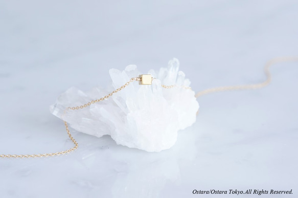 【Minimalism】14KGF Gem Dice Necklace,-- GoldxGold-- 1枚目の画像