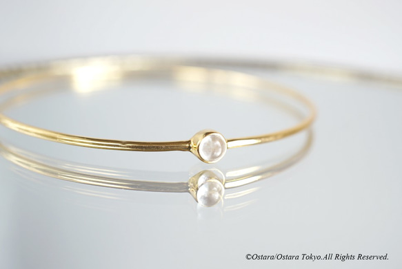 【Gold Vermeil/Gemstone】Crystal Quartz Stucking Bangle 2枚目の画像