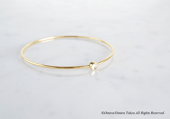 【Gold Vermeil/Gemstone】Crystal Quartz Stucking Bangle 3枚目の画像