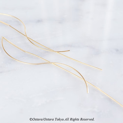 Needle Chain Glossy Gold Earrings 2枚目の画像