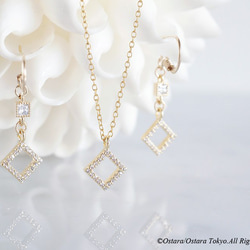 【14KGF】Necklace,Tiny CZ-Square- 6枚目の画像