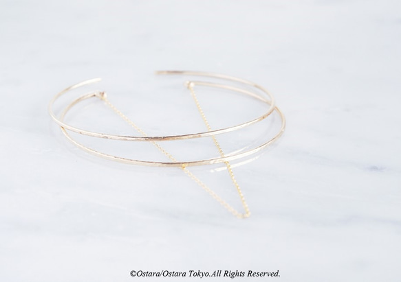 【14KGF】Hammered Open Chain Wire Bangle 8枚目の画像