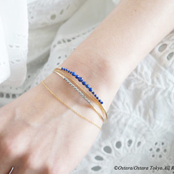 【14KGF】Hammered Open Chain Wire Bangle-Lapis Lazuli- 4枚目の画像