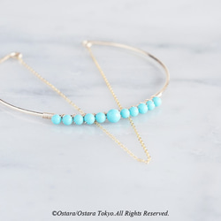 【14KGF】Hammered Open Chain Wire Bangle-Turquoise- 3枚目の画像
