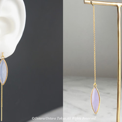 【14KGF】Ear Thread Earrings,Light Blue Grey～Lavender Opal 4枚目の画像