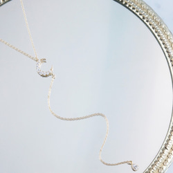 【14KGF】Simple Crescent Moon CZ Y-Necklace 1枚目の画像