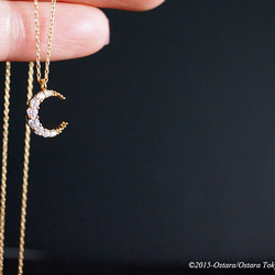 【14KGF】Simple Crescent Moon CZ Y-Necklace 4枚目の画像