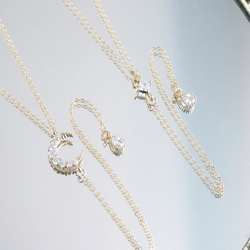 【14KGF】Simple Crescent Moon CZ Y-Necklace 6枚目の画像