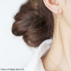 【Minimalism】14KGF Earrings, Gem Dice-- GoldxGold-- 3枚目の画像