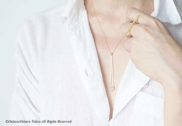 【Minimalism】14KGF Long Triangle Bar Necklace,Gemstone Dream 10枚目の画像