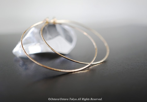 【Minimalism】14KGF Hammered Hoop Earrings[4cm/5cm/6cm] 7枚目の画像