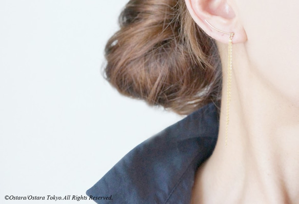 【Minimalism】14KGF Hammered Ear Climber-Long Fringe- 1枚目の画像