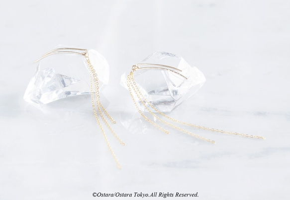 【Minimalism】14KGF Hammered Ear Climber-Long Fringe- 3枚目の画像