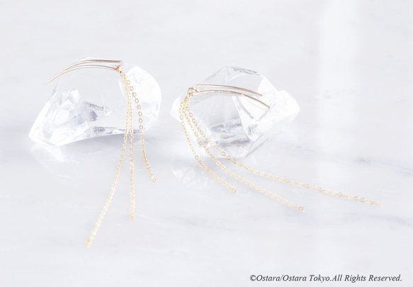 【Minimalism】14KGF Hammered Ear Climber-Long Fringe- 4枚目の画像