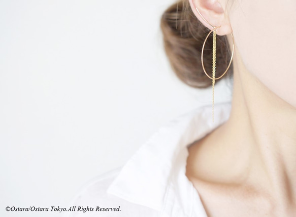 【Minimalism】14KGF Hammered Ear Climber-Long Fringe- 5枚目の画像