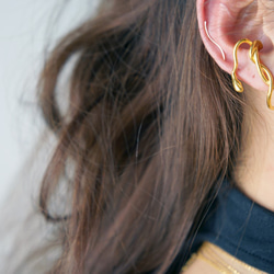 【Minimalism】14KGF Hammered Ear Climber-Long Fringe- 7枚目の画像