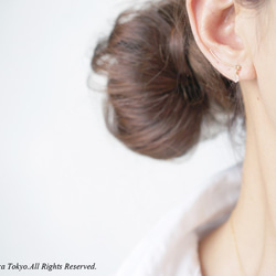 【Minimalism】14KGF Hammered Ear Climber-Gemstone,NY Herkimerd 4枚目の画像