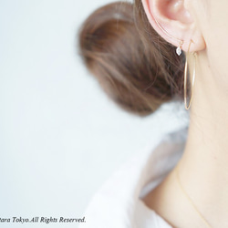 【Minimalism】14KGF Hammered Ear Climber-Gemstone,NY Herkimerd 5枚目の画像