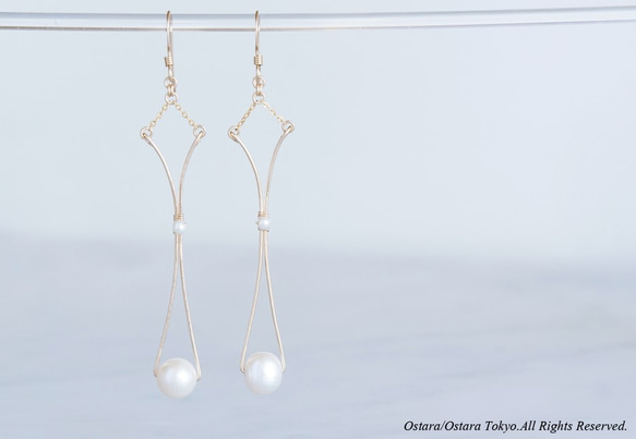 【Art Nouveau】14KGF Pearl Earrings-001- 1枚目の画像