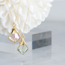 【14KGF】 Necklace,Green Amethyst Quartz/Morganite Quartz 2枚目の画像