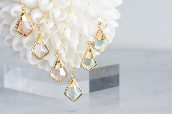 【14KGF】 Necklace,Green Amethyst Quartz/Morganite Quartz 1枚目の画像