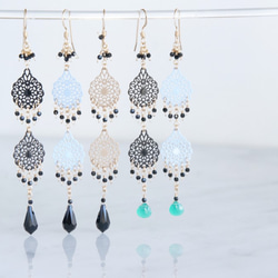 【14KGF】Long Dangle Earrings,French Filigree 3枚目の画像