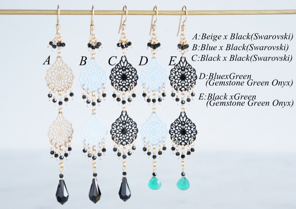 【14KGF】Long Dangle Earrings,French Filigree 4枚目の画像