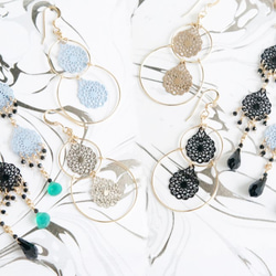 【14KGF】Long Dangle Earrings,French Filigree 8枚目の画像