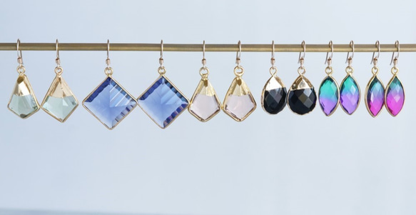 【14KGF】Earrings,Gemstone,Pear-Shaped Black Onyx 7枚目の画像