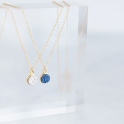 【14KGF】Necklace,Gemstone,Tiny Druzy[Silver/Royal Blue] 2枚目の画像