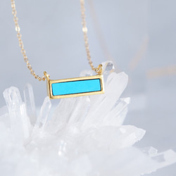 【14KGF】Necklace,Gemstone,Blue Turquoise Tiny Rectangle Bar 2枚目の画像