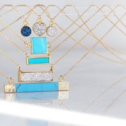 【14KGF】Necklace,Gemstone,Blue Turquoise Tiny Rectangle Bar 7枚目の画像