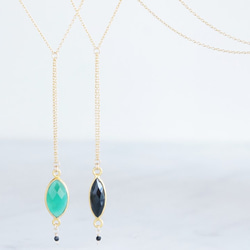 【Gold Vermeil/Gemstone】14KGF Lariat Y Choker Necklace- 2枚目の画像