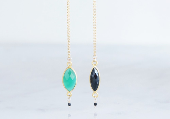 【Gold Vermeil/Gemstone】14KGF Lariat Y Choker Necklace- 3枚目の画像