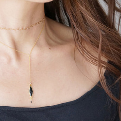 【Gold Vermeil/Gemstone】14KGF Lariat Y Choker Necklace- 5枚目の画像