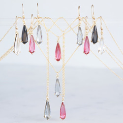 【14KGF】Necklace,Thin Teardrop -Ruby/Grey/Black/Crystal- 5枚目の画像