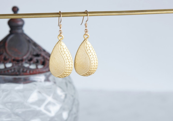 【Istanbul】 14KGF Matt Gold Earrings,-Yin Yang- 3枚目の画像