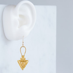 【Istanbul】 14KGF Earrings,Matt Gold Filigree -001- 3枚目の画像