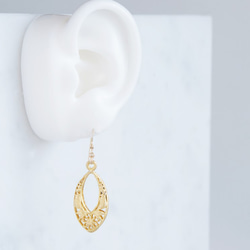 【Istanbul】 14KGF Earrings,Matt Gold Filigree -002- 3枚目の画像