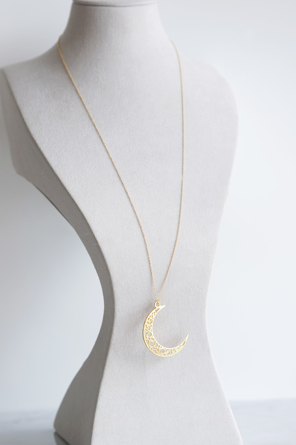 【Istanbul】 14KGFLong Necklace, Matt Gold Filigree -003- 3枚目の画像