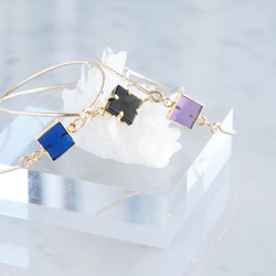 【14KGF】Gemstone Hammered Wire Bangle 3枚目の画像