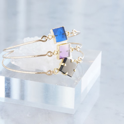 【14KGF】Gemstone Hammered Wire Bangle 4枚目の画像