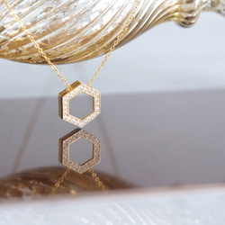 [14KGF] 項鍊，CZ Hexagon-Crystal- 第2張的照片