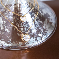 【14KGF】Necklace, Crystal Heart -S/L- 4枚目の画像