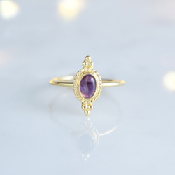 【Gold Vermeil/Gemstone】 Open Ring -Amethyst-,Phalange Ring, 2枚目の画像