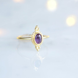 【Gold Vermeil/Gemstone】 Open Ring -Amethyst-,Phalange Ring, 3枚目の画像