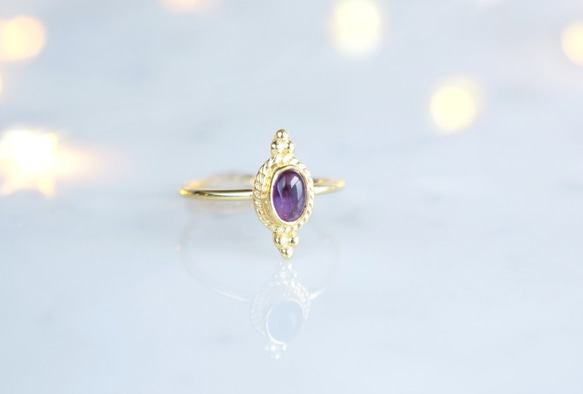 【Gold Vermeil/Gemstone】 Open Ring -Amethyst-,Phalange Ring, 3枚目の画像