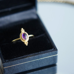 【Gold Vermeil/Gemstone】 Open Ring -Amethyst-,Phalange Ring, 4枚目の画像